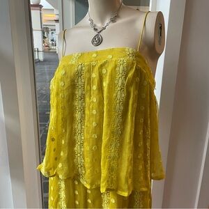 NWT House of Harlow 1960 “Kate” Golden / Yellow Tiered Dress